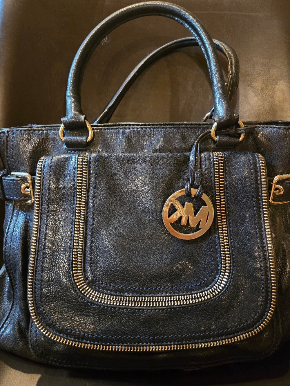 Michael Kors Large Black Naomi Handbag Satchel Shoulder Purse NO STRAP